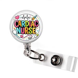 Cardiac Nurse Badge Reel RN Heart Retractable ID Holder